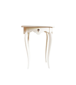 Elegancki, drewniany stolik w kolorze waniliowym z kryształem Swarovskiego