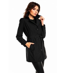 Klasyczny bawełniany płaszcz damski (czarny)