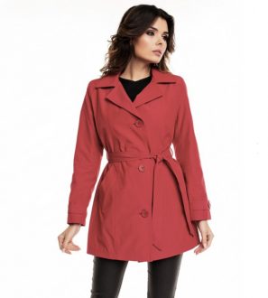Klasyczny bawełniany płaszcz damski (czerwony)
