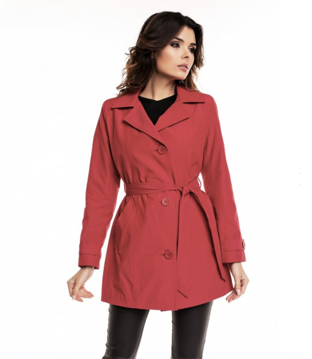 Klasyczny bawełniany płaszcz damski (czerwony)